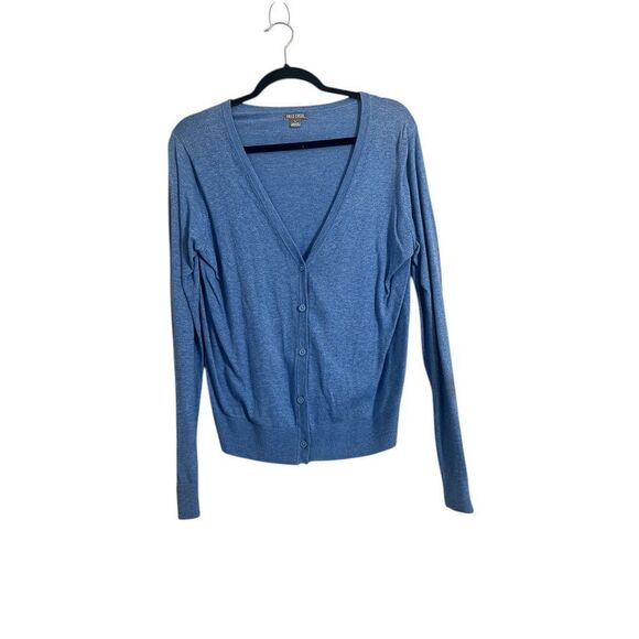 Falls Creek Womens Cardigan LARGE Blue Knit Lightweight Layering Top - Picture 1 of 4